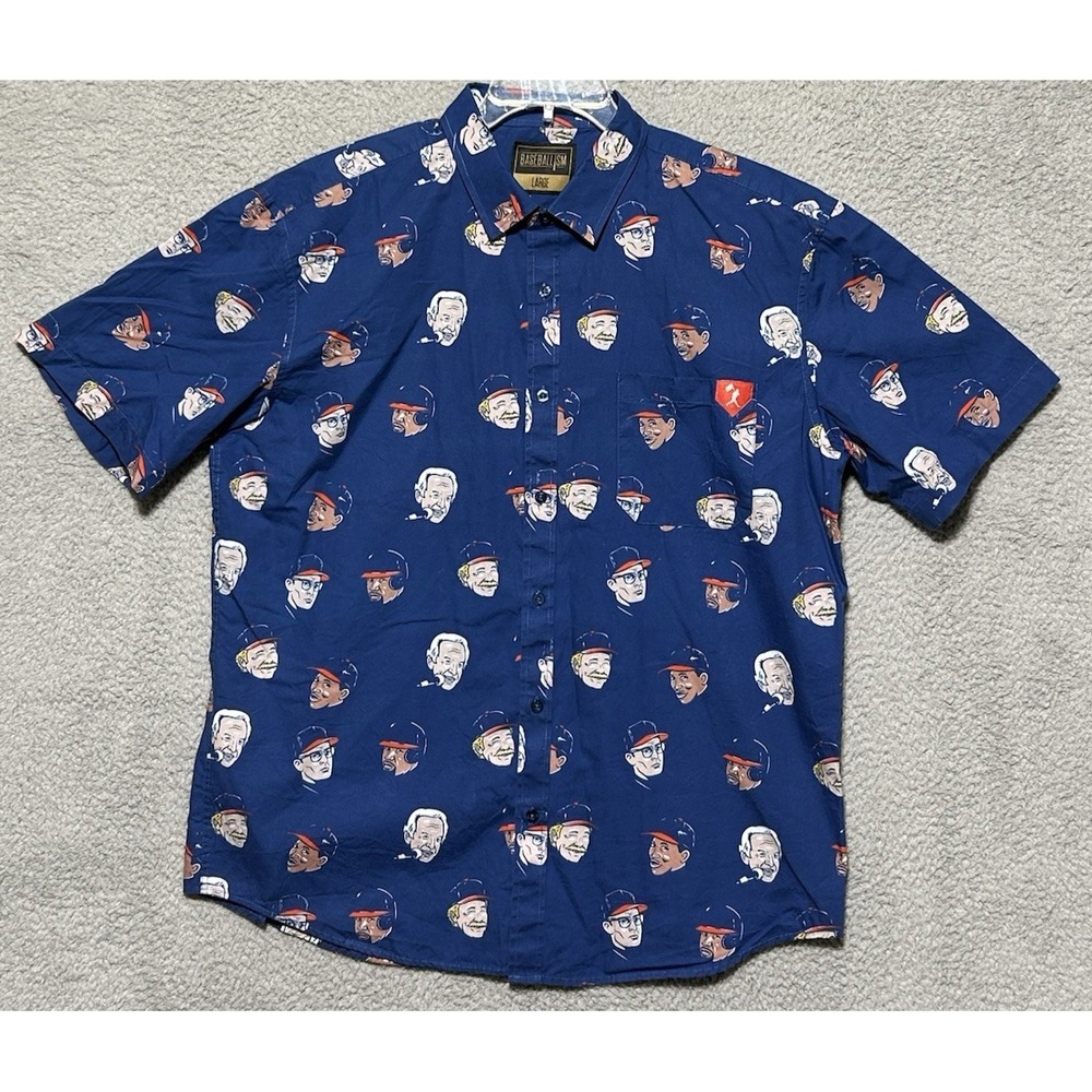 Baseballism 1989 Movie MAJOR LEAGUe Stars All Over Print SS Shirt Sz Large Sheen